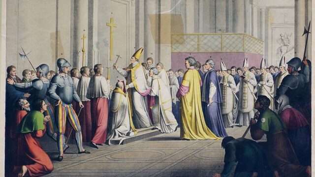 Leone XII apre la porta santa della basilica di San Pietro in Vaticano