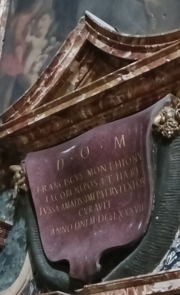 Iscrizione Monthioni sulla Cappella di SM di Montesanto